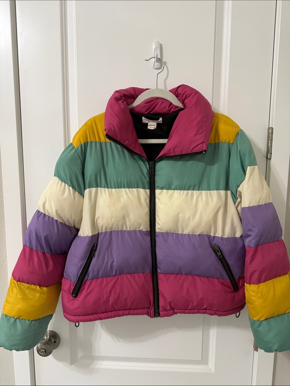 Glamorous Colorblock quilted zip front jacket